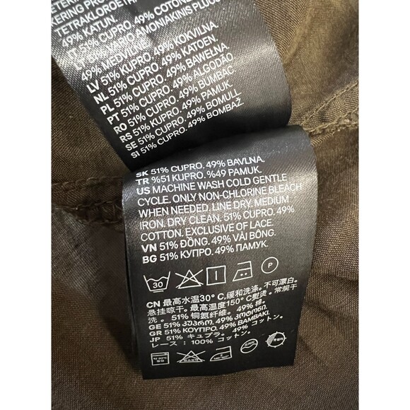 H&M L.O.G.G. Women's Green Long Sleeve Blouse with Lace Details Size 4 - Picture 6 of 9